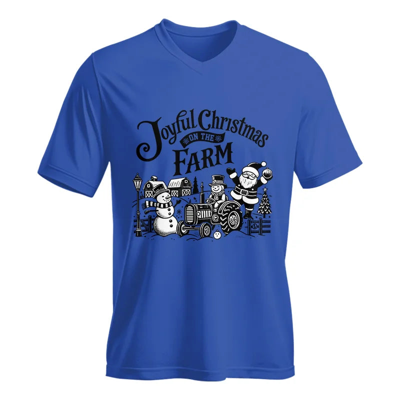 Image of Joyful Christmas On The Farm 1 - Unisex Jersey Short Sleeve V-Neck Tee