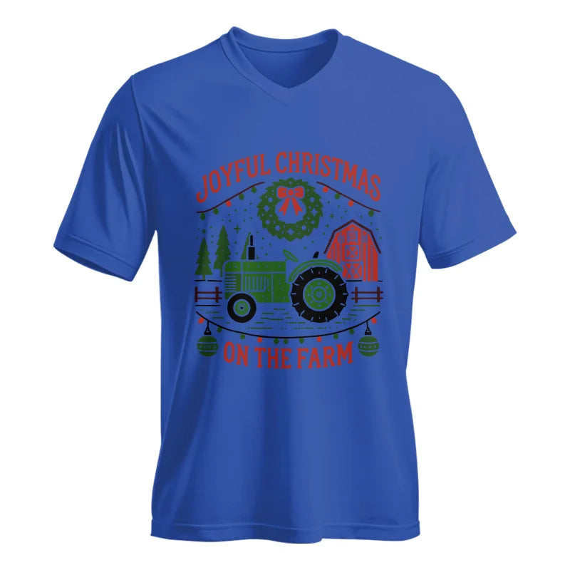 Image of Joyful Christmas On The Farm 3 - Unisex Jersey Short Sleeve V-Neck Tee