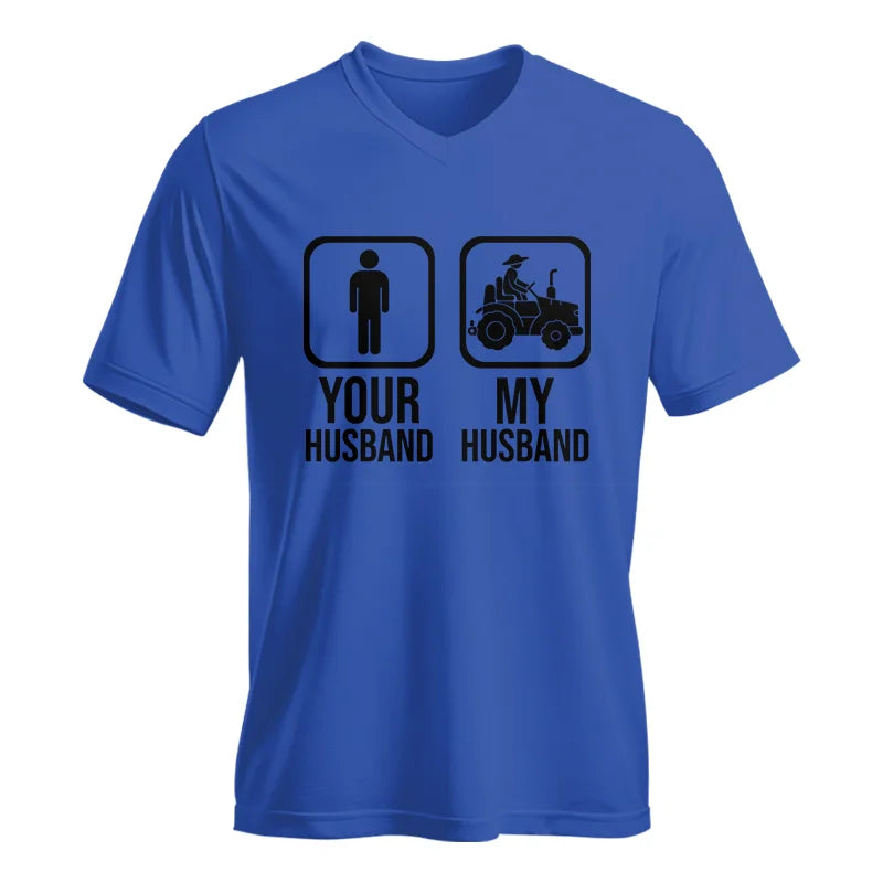 Image of My Husband Is Cooler Than Yours Funny Farm Tractor 2 - Unisex Jersey Short Sleeve V-Neck Tee