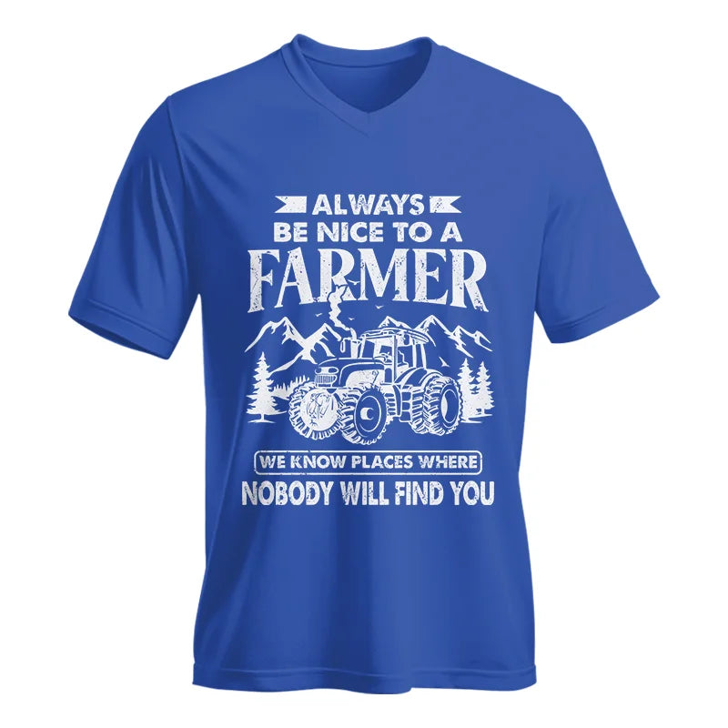 Image of Nice Farmer Funny Tractor Rancher Farming - Unisex Jersey Short Sleeve V-Neck Tee