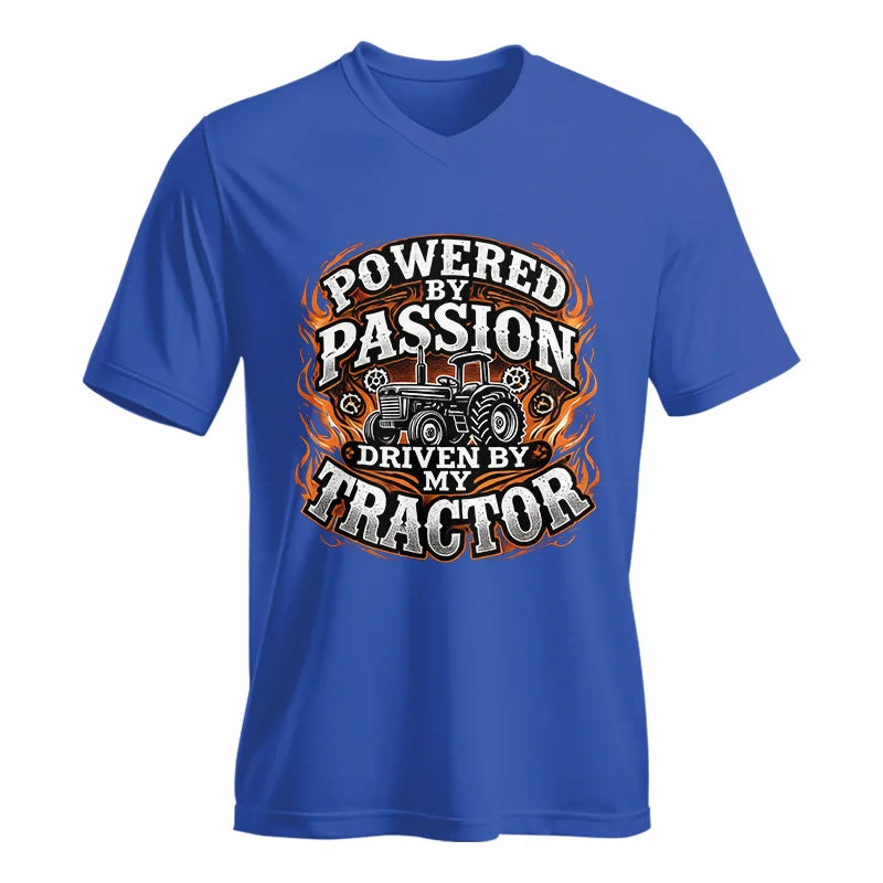 Image of Powered By Passion Driven By My Tractor 5 - Unisex Jersey Short Sleeve V-Neck Tee