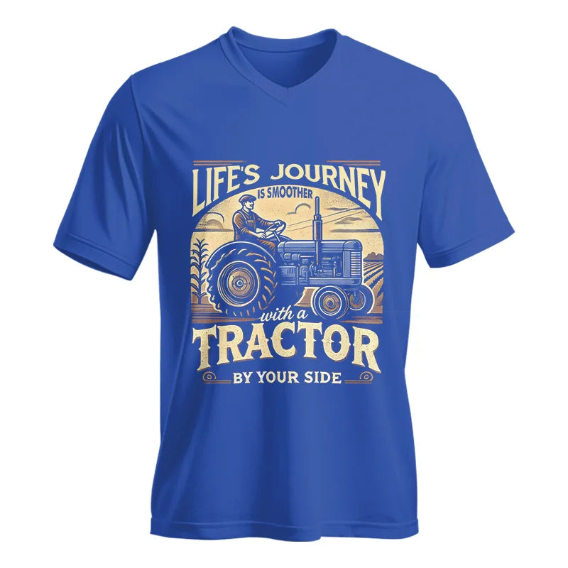 Image of Smoother With A Tractor By Your Side - Unisex Jersey Short Sleeve V-Neck Tee