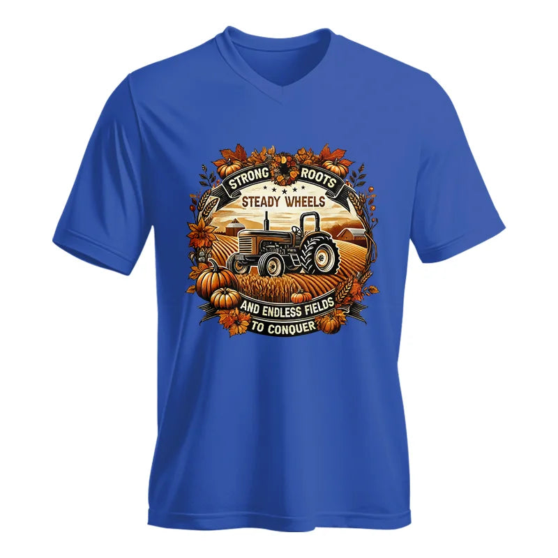 Image of Thanksgiving Farmer Endless Fields To Conquer 1 - Unisex Jersey Short Sleeve V-Neck Tee