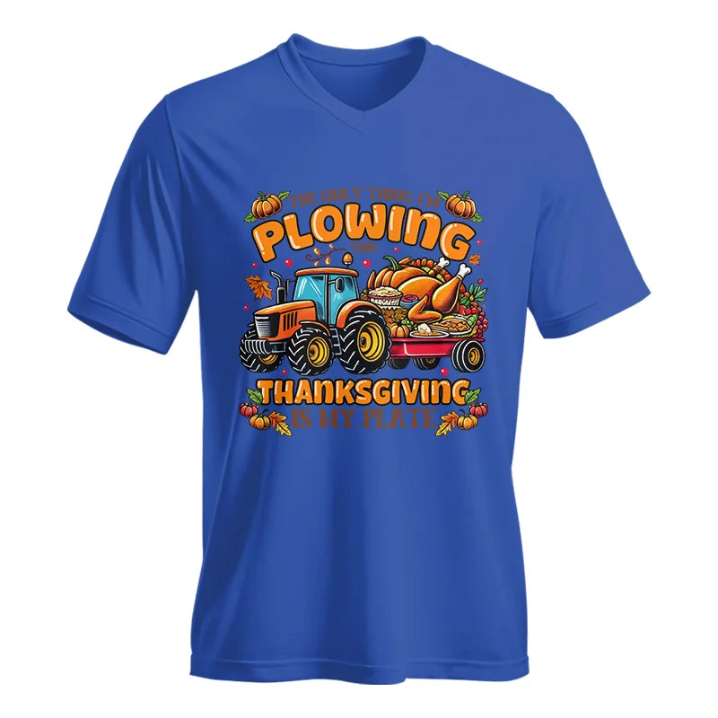 Image of The Only Thing I’m Plowing This Thanksgiving is My Plate 2 - Unisex Jersey Short Sleeve V-Neck Tee