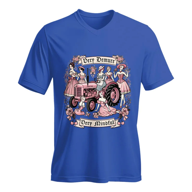 Very Demure Very Mindful Tractor - Unisex Jersey Short Sleeve V-Neck Tee