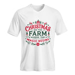 Christmas on the Farm Where the Magic Begins! 1 - Unisex Jersey Short Sleeve V-Neck Tee