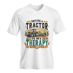 Driving A Tractor Is My Therapy - Unisex Jersey Short Sleeve V-Neck Tee