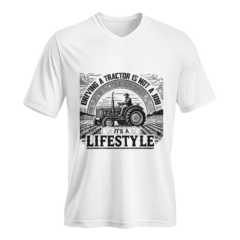 Driving A Tractor Not A Job A Lifestyle - Unisex Jersey Short Sleeve V-Neck Tee