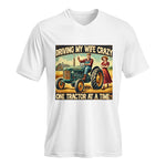 Driving My Wife Crazy One Tractor At A Time - Unisex Jersey Short Sleeve V-Neck Tee