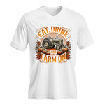 Eat Drink and Farm On 2 - Unisex Jersey Short Sleeve V-Neck Tee