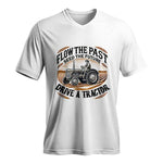 Flow The Past_Seed The Future_Drive A Tractor 1 - Unisex Jersey Short Sleeve V-Neck Tee