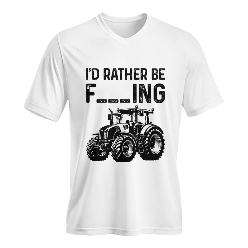 Funny I Would Rather Be Farming Tractor 1 - Unisex Jersey Short Sleeve V-Neck Tee