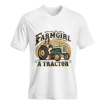 Get A Farmgirl To Marry You_A Tractor - Unisex Jersey Short Sleeve V-Neck Tee