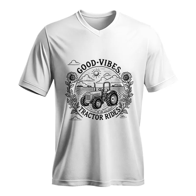 Good Vibes Tractor Rides - Unisex Jersey Short Sleeve V-Neck Tee