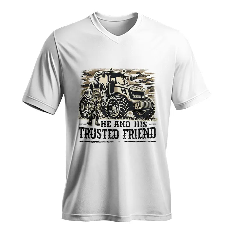 He and His Trusted Friend - Unisex Jersey Short Sleeve V-Neck Tee