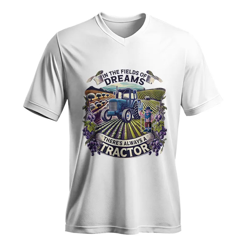 Image of In The Fields Of Dreams There's Always A Tractor 1 - Unisex Jersey Short Sleeve V-Neck Tee