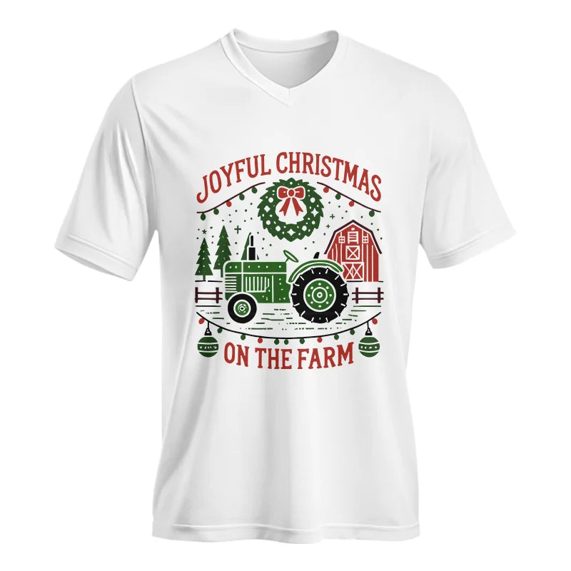 Image of Joyful Christmas On The Farm 3 - Unisex Jersey Short Sleeve V-Neck Tee