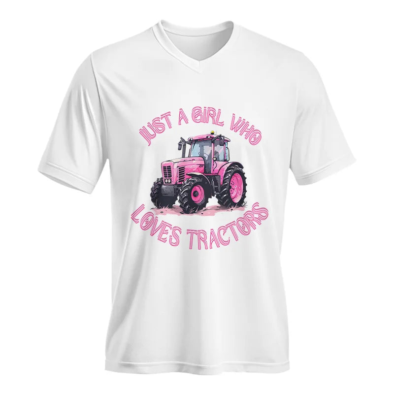 Image of Just A Girl Who Loves Tractors 1 - Unisex Jersey Short Sleeve V-Neck Tee