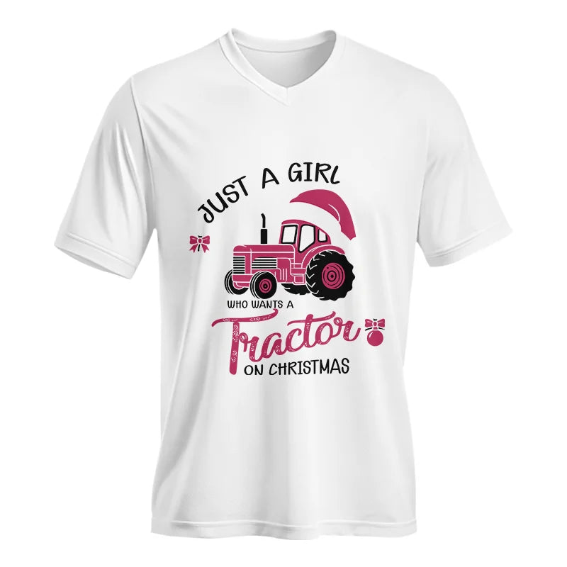 Just A Girl Who Want A Tractor On Christmas - Unisex Jersey Short Sleeve V-Neck Tee