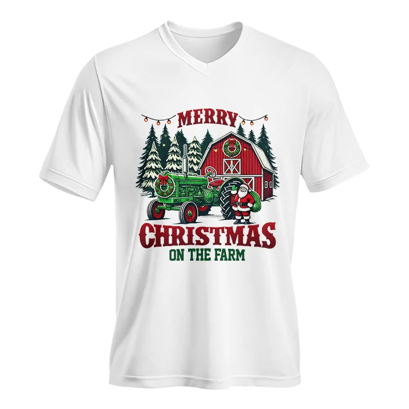 Merry Christmas On The Farm 3 - Unisex Jersey Short Sleeve V-Neck Tee