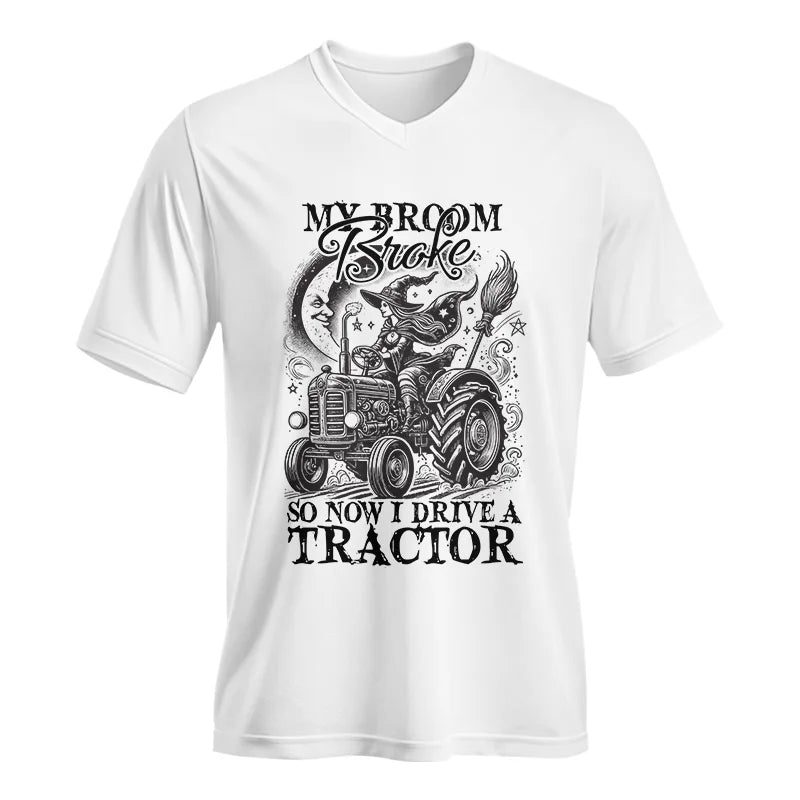 My Broom Broke So Now I Drive A Tractor - Unisex Jersey Short Sleeve V-Neck Tee