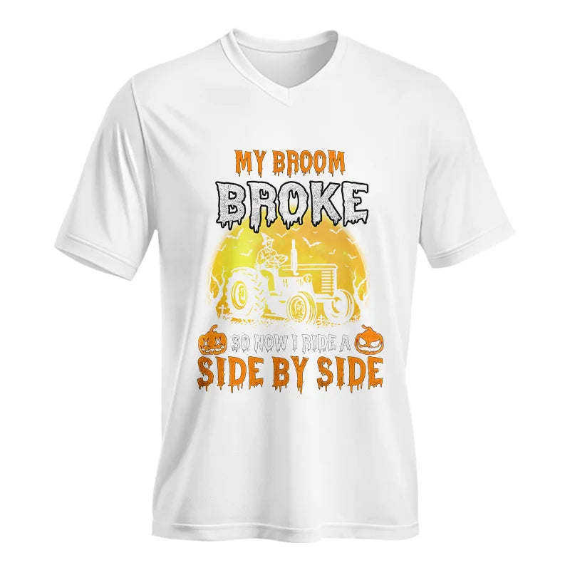 My Broom Broke_I Have A Tractor Halloween - Unisex Jersey Short Sleeve V-Neck Tee