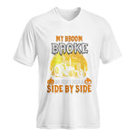 My Broom Broke_I Have A Tractor Halloween - Unisex Jersey Short Sleeve V-Neck Tee