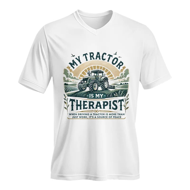 My Tractor Is My Therapist - Unisex Jersey Short Sleeve V-Neck Tee