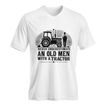 Never Underestimate An Old Men With A Tractor - Unisex Jersey Short Sleeve V-Neck Tee