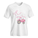 Pink Bow Cute Tractor - Unisex Jersey Short Sleeve V-Neck Tee