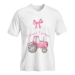 Pink Tractor For Future Farmer - Unisex Jersey Short Sleeve V-Neck Tee