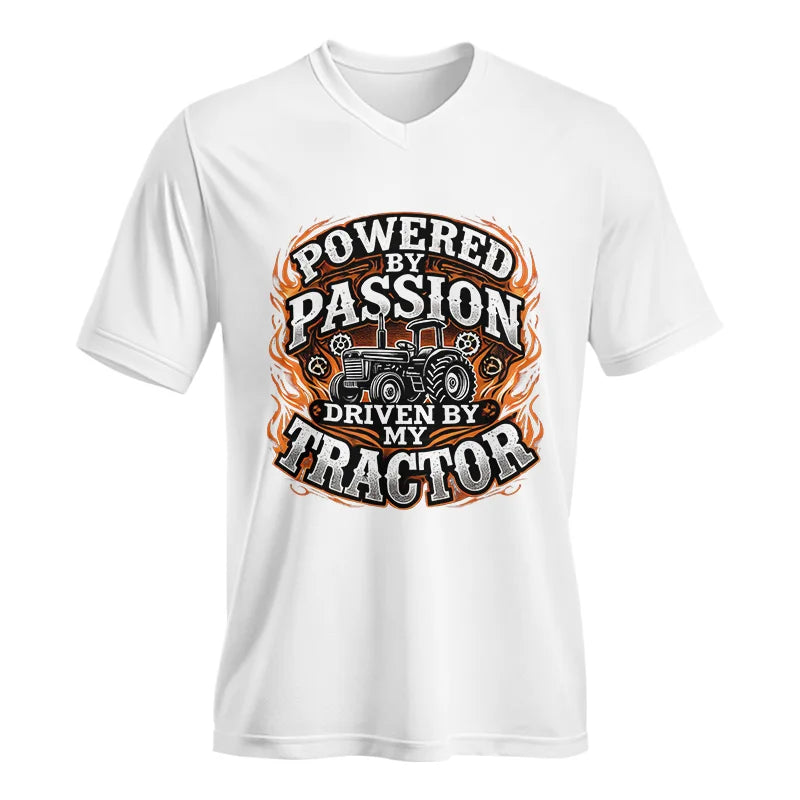 Image of Powered By Passion Driven By My Tractor 5 - Unisex Jersey Short Sleeve V-Neck Tee