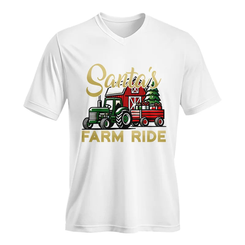 Image of Santa's Farm Ride 2 - Unisex Jersey Short Sleeve V-Neck Tee