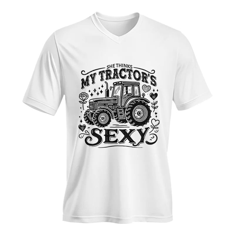 Image of She Thinks My Tractor's Sexy - Unisex Jersey Short Sleeve V-Neck Tee