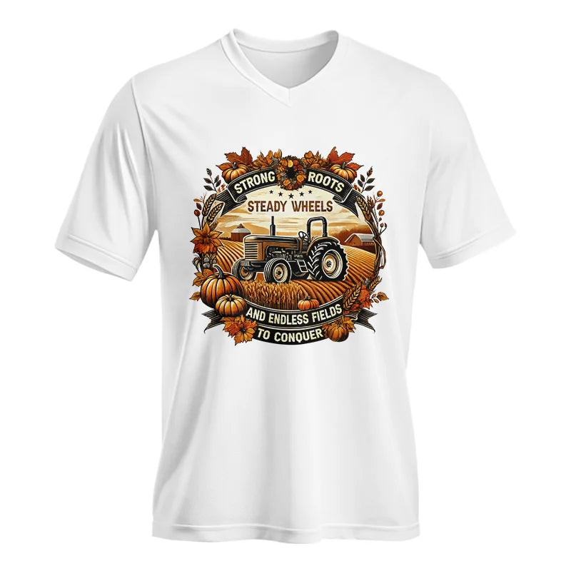 Thanksgiving Farmer Endless Fields To Conquer 1 - Unisex Jersey Short Sleeve V-Neck Tee