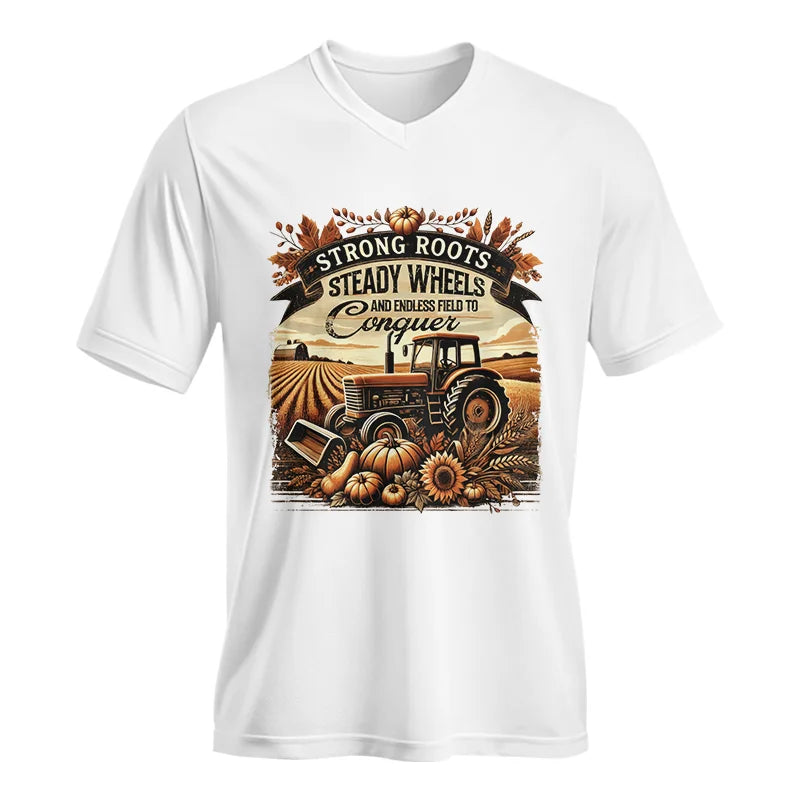 Thanksgiving Farmer Endless Fields To Conquer 2 - Unisex Jersey Short Sleeve V-Neck Tee