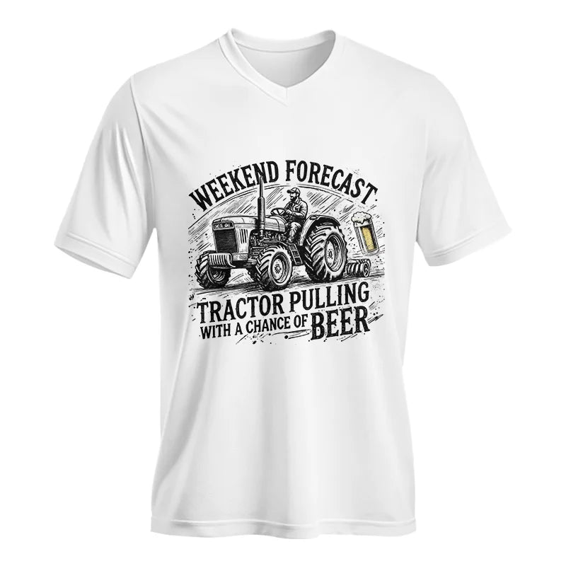 Image of Tractor With A Chance Of Beer - Unisex Jersey Short Sleeve V-Neck Tee