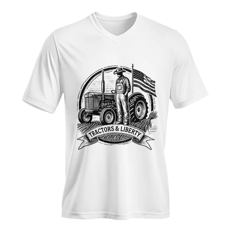 Tractors And Liberty - Unisex Jersey Short Sleeve V-Neck Tee