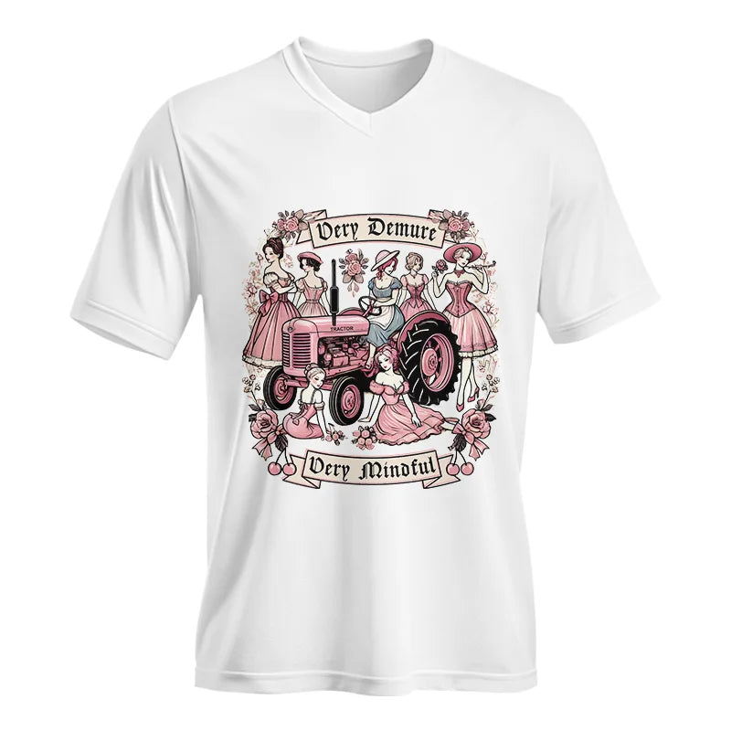 Very Demure Very Mindful Tractor - Unisex Jersey Short Sleeve V-Neck Tee