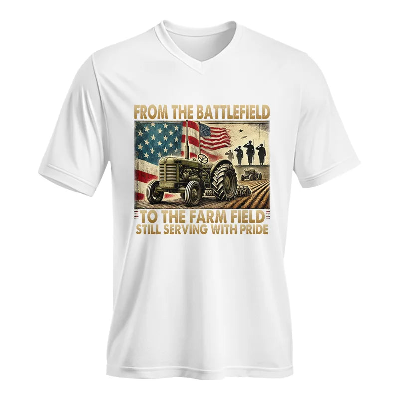 Veteran Farmer From The Battlefield To The Farm Field 1 - Unisex Jersey Short Sleeve V-Neck Tee