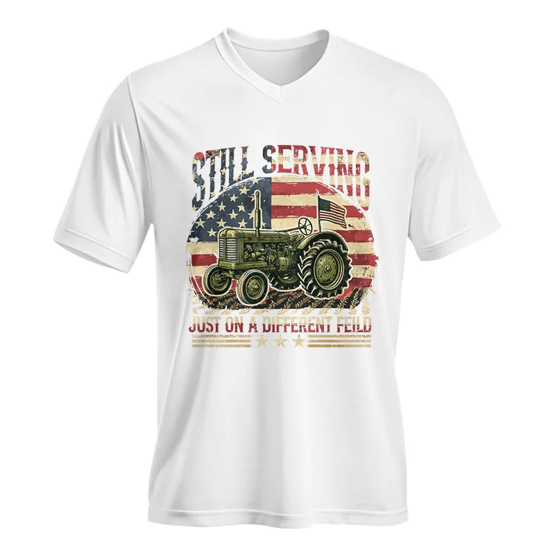 Veteran Farmer Still Serving 10 - Unisex Jersey Short Sleeve V-Neck Tee