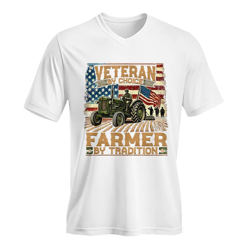 Veteran Farmer Veteran By Choice_Farmer By Tradition - Unisex Jersey Short Sleeve V-Neck Tee