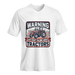 Warning May Start Talking About Tractors - Unisex Jersey Short Sleeve V-Neck Tee