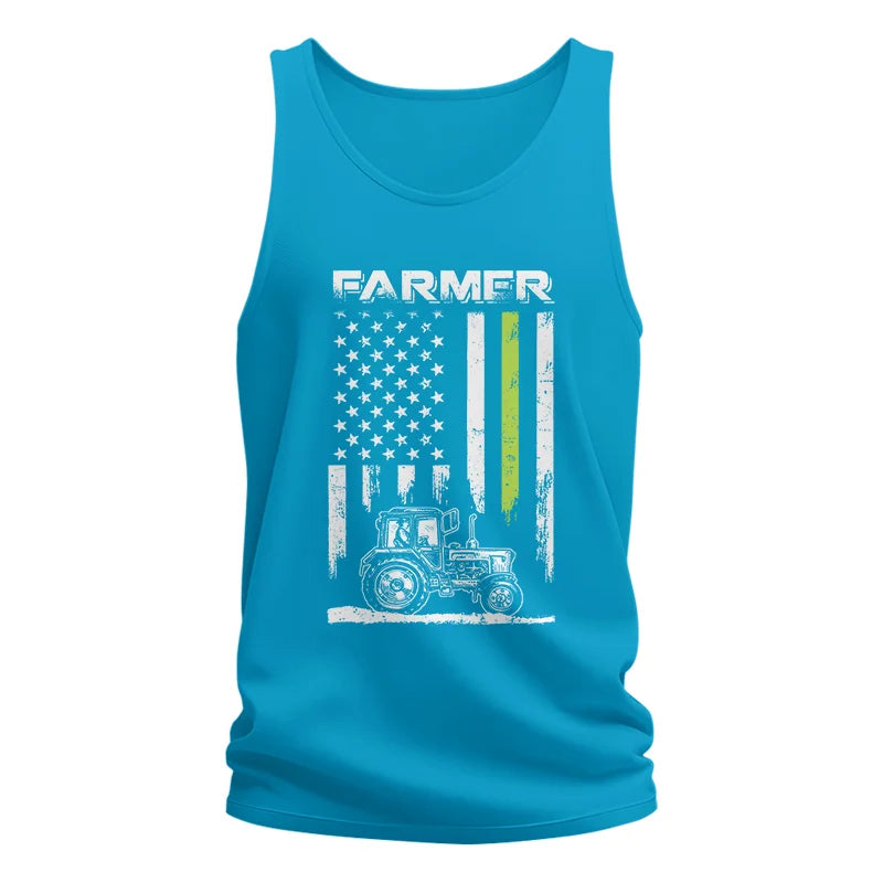 Farmer Tractor Patriotic American Flag - Unisex Jersey Tank