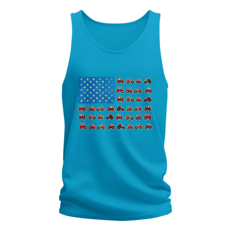 Farming Tractor Vintage Patriotic American Flag - Unisex Jersey Tank