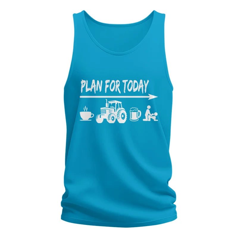 Image of Funny Farmer Plan For Today Coffee Tractor Beer Bed - Unisex Jersey Tank