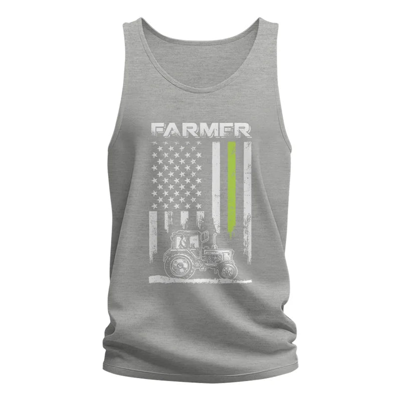 Farmer Tractor Patriotic American Flag - Unisex Jersey Tank