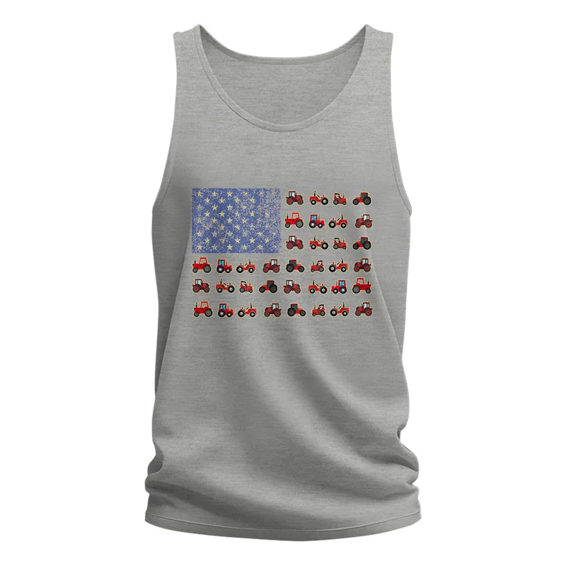 Farming Tractor Vintage Patriotic American Flag - Unisex Jersey Tank