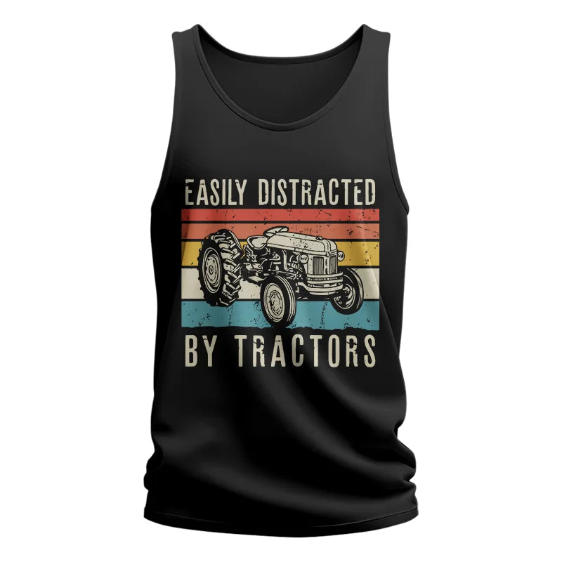 Easily Distracted By Tractors Vintage Design - Unisex Jersey Tank