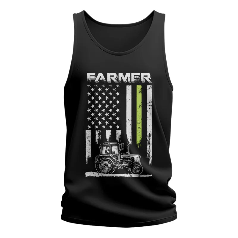 Farmer Tractor Patriotic American Flag - Unisex Jersey Tank